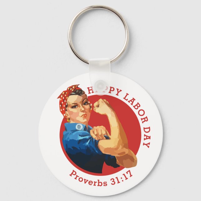 Classic Red ROSIE THE RIVETER Keychain (Front)