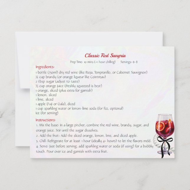 Classic Red Sangria Recipe Card (Front)