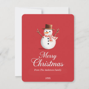 Classic Red Snowman Family Christmas Holiday Card