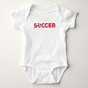 Classic Red Soccer Typography Bold Sports Fan Grap Baby Bodysuit