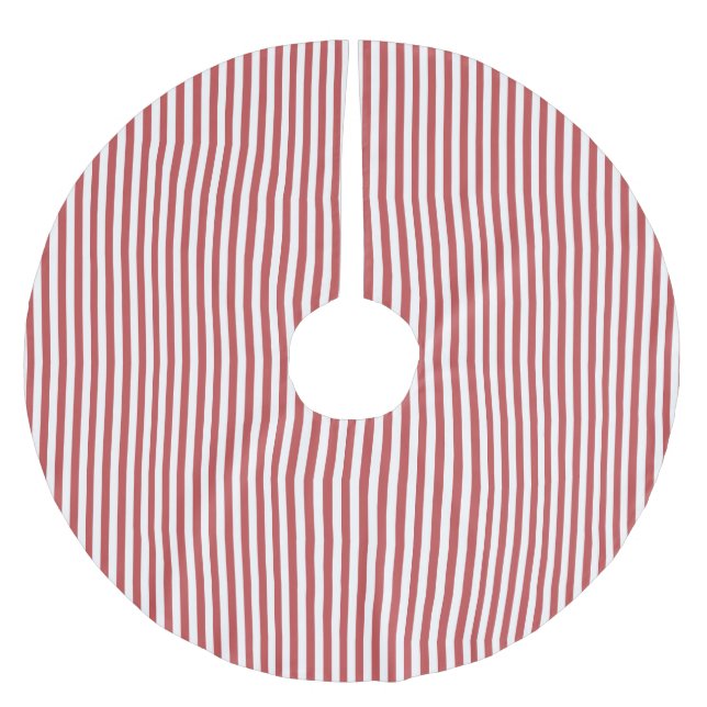 Classic Red Stripe Christmas Tree Skirt (Front)