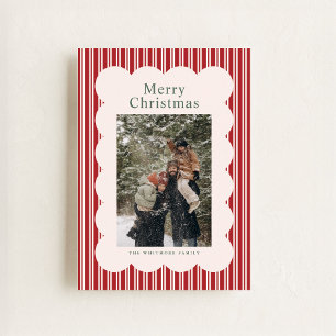 Classic Red Stripe Photo Holiday Card