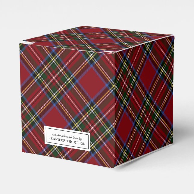 Classic Red Tartan Holiday Favor Box (Front Side)