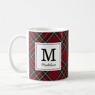 Classic Red Tartan Holiday Monogram Coffee Mug