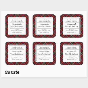 Classic Red Tartan Holiday Vanilla Extract  Square Sticker