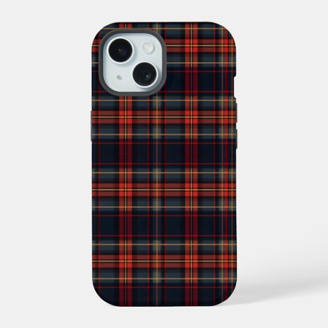 Classic Red Tartan Pattern iPhone 15 Case (Back)