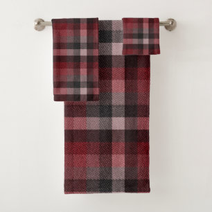 Classic red Tartan Plaid. Bath Towel Set