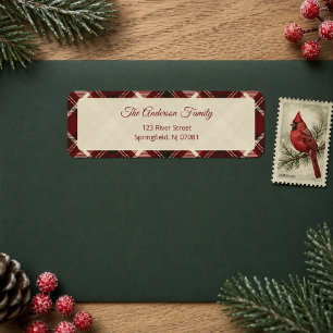 Classic Red Tartan Plaid Christmas Address