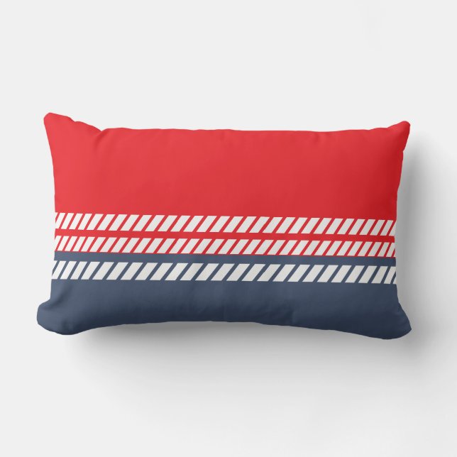 Classic Red White and Blue with Stripes  Lumbar Pillow (Front)