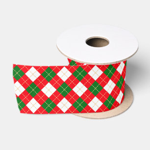 Classic Red White and Green Tartan Plaid Satin Ribbon