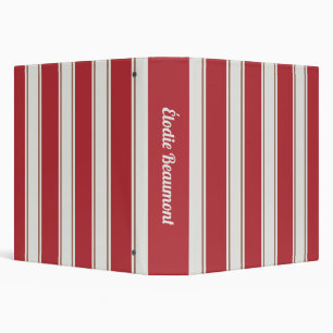 Classic Red, White and Mocha Mouse Stripes Binder