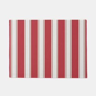 Classic Red, White and Mocha Mouse Stripes Doormat