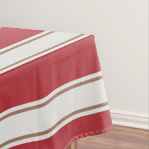 Classic Red, White and Mocha Mouse Stripes Tablecloth