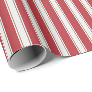 Classic Red, White and Mocha Mouse Stripes Wrapping Paper