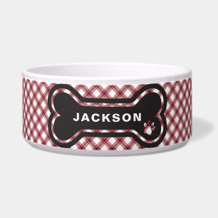 Classic Red & White Argyle Plaid Dog Bone
