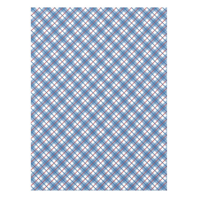 Classic Red White Blue 4th July Plaid Tablecloth (Front)