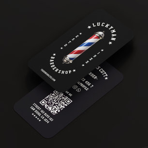 Classic Red White Blue Barber Pole Barbershop Business Card