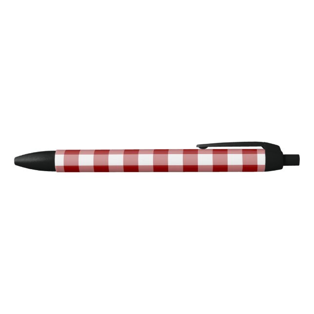 Classic Red White Buffalo Check Plaid Pattern Black Ink Pen (Top)