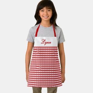Classic Red & White Gingham   Personalized Name Apron