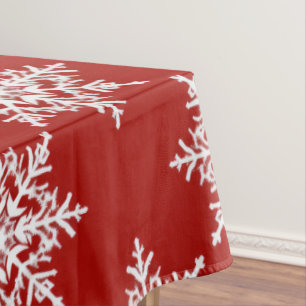 Classic Red Winter Snowflake Tablecloth