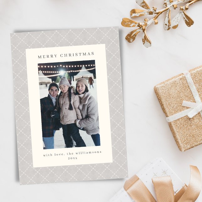 Classic Refined Neutral Gray Christmas Photo Holiday Card (Creator Uploaded)