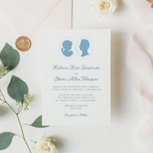 Classic Regency Blue Cameo Wedding Invitation