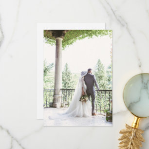 Classic Regency Green Cameo Wedding Photo Thank You Card
