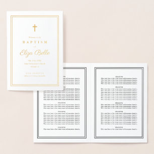 Classic Religious Baptism Program Gold Foil  Card