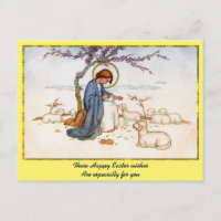 Classic religious Jesus with Lambs Easter Wishes