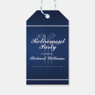 Classic Retirement Golf Clubs Theme Blue White Gift Tags