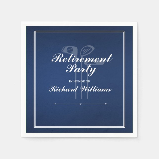 Classic Retirement Golf  Clubs Theme Green Blue Napkin (Front)