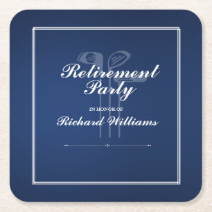Classic Retirement Golf Theme Green Blue Square Paper Coaster