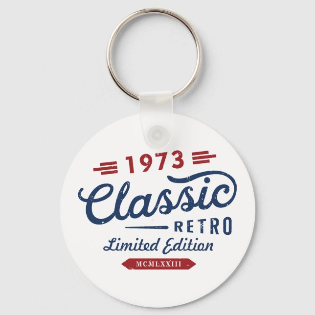 Classic Retro 1973 Limited Edition Birthday Keychain (Front)
