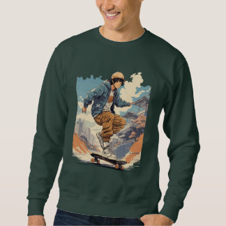 Classic Retro anime Japanese Skateboarder Sweatshirt