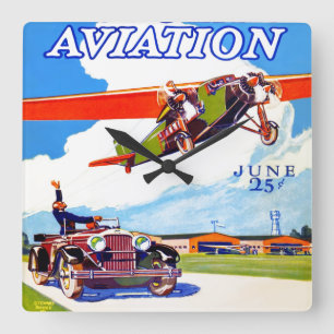 CLASSIC RETRO AVIATION FROM THE 1920's Square Wall Clock