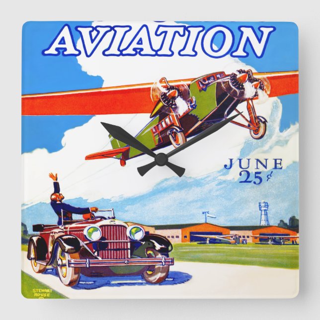 CLASSIC RETRO AVIATION FROM THE 1920's Square Wall Clock (Front)