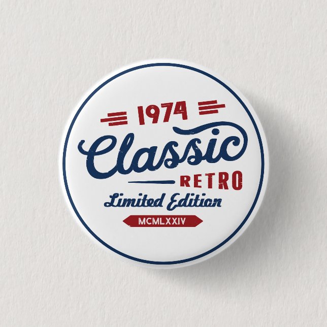 Classic Retro Birthday Gift | Personalized 1 Inch Round Button (Front)