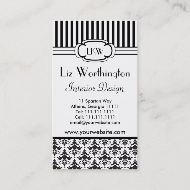 Classic Retro Black and White Paris Style Business Card (Front)