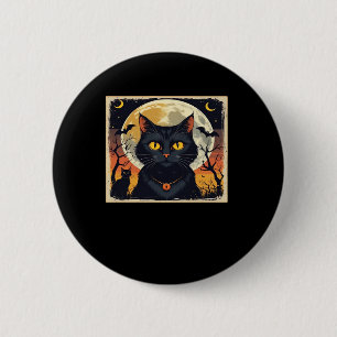 Classic Retro Black Cat Halloween T-Shirt Classic  2 Inch Round Button