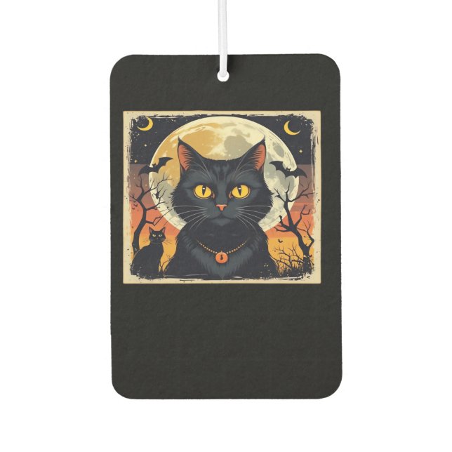 Classic Retro Black Cat Halloween T-Shirt Classic  Air Freshener (Front)