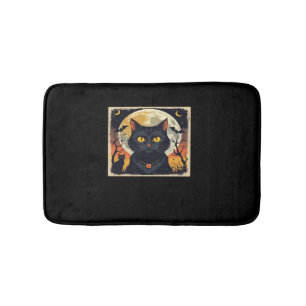 Classic Retro Black Cat Halloween T-Shirt Classic  Bath Mat