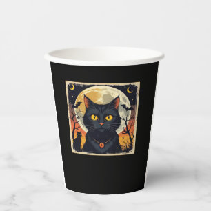 Classic Retro Black Cat Halloween T-Shirt Classic Paper Cups