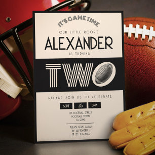 Classic Retro Black Football 2nd Birthday Invitation