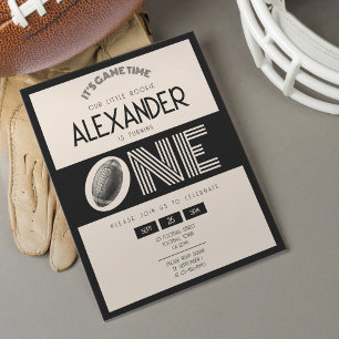 Classic Retro Black Football Budget 1st Birthday