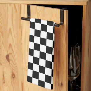 Classic Retro Black & White chequered (chequered) Kitchen Towel