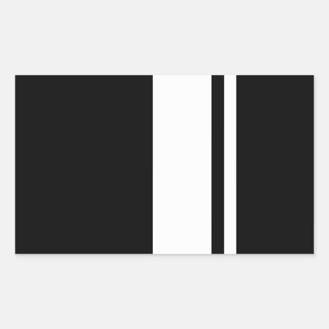 Classic Retro Black & White Race Car Stripes Sticker (Front)