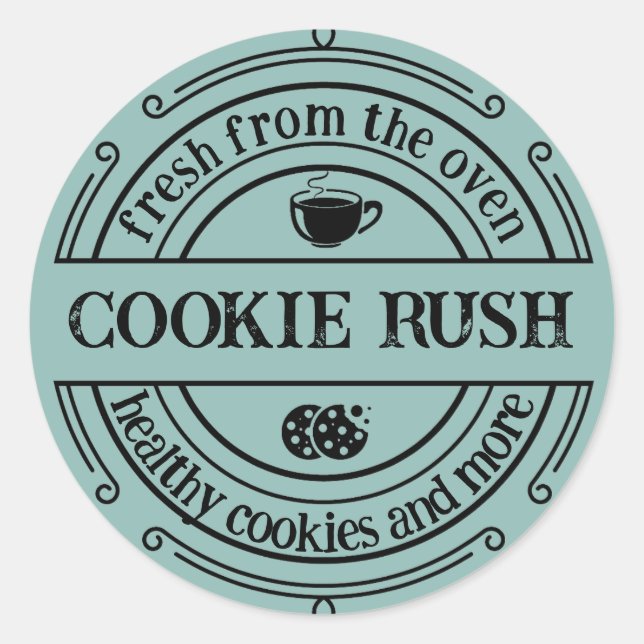 Classic Retro Blue Baked Goods Round Sticker (Front)