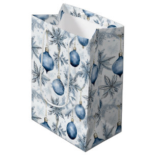 Classic Retro Blue Tree Ornaments Wine Small and Medium Gift Bag