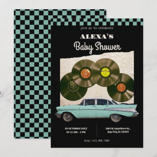 Classic retro car baby shower invitation