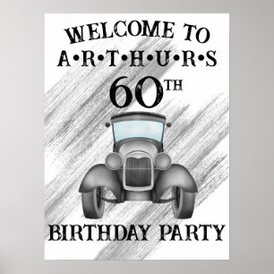 Classic Retro Car Vintage Watercolour Welcome Poster